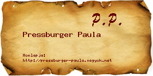 Pressburger Paula névjegykártya